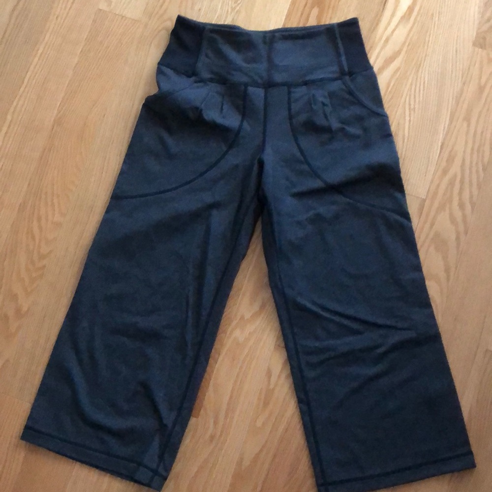 Wide-leg high rise Lululemon pant.